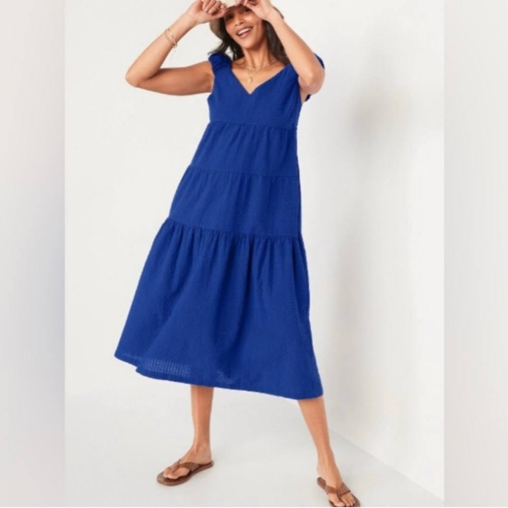 OLD NAVY | Blue Tie-back Midi Dress
